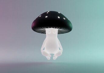 Whimsical glass mushroom sculpture with glowing cap and stem