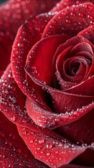 Velvet Rose Petals with Water Droplets – Red Floral Macro