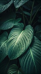 Rain-Kissed Tropical Leaves in Shadow – Moody Nature Macro