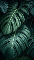 Rain-Kissed Tropical Leaves in Shadow – Moody Nature Macro