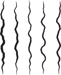Set of ground vertical crack black fracture silhouette design vector illustration