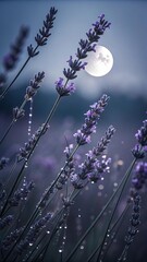 Lavender with Dew in Moonlight – Soft Purple Macro
