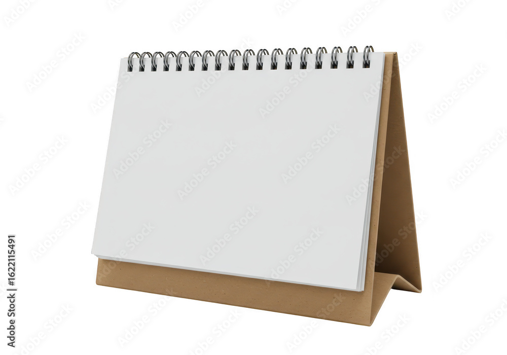 Aufkleber a blank white desktop calendar with a spiral binding stands ready for notes and planning isolated on