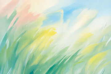 Abstract strokes of green yellow blue and pink background