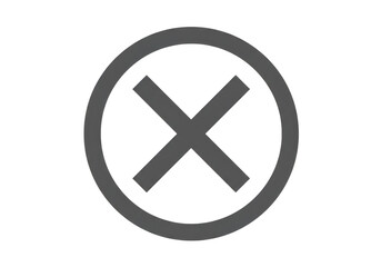 Obraz premium A simple gray cross symbol inside a gray circle on a transparent background representing a mistake or incorrect answer