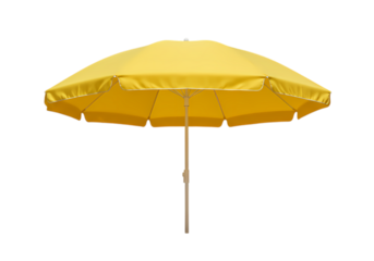 Bright Yellow Beach Umbrella Isolated on Black Background