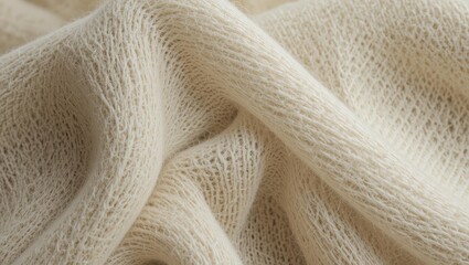 Close-up of soft, beige fabric creating delicate folds and textures for your design or textile-themed projects.