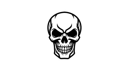 Fototapeta premium Gnarled Skull: Monochrome Ink Illustration