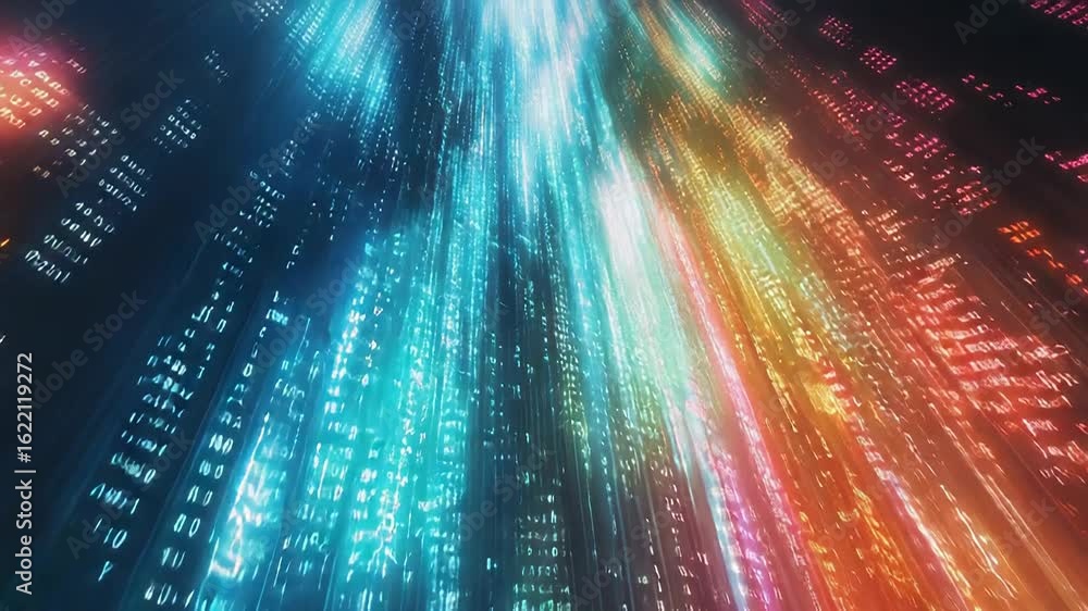 Aufkleber colorful data streams flowing in cyberspace representing big data and information technology