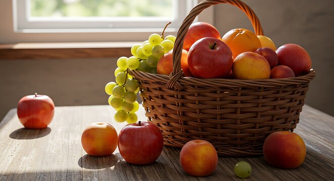 Sunlit Harvest: A Basket of Summer Fruits