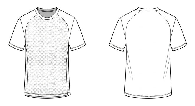 Technical Flat Sketch Short Sleeve T Shirt with Raglan Sleeves Fashion