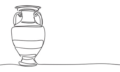 Linear drawing of a classical Greek vase with handles