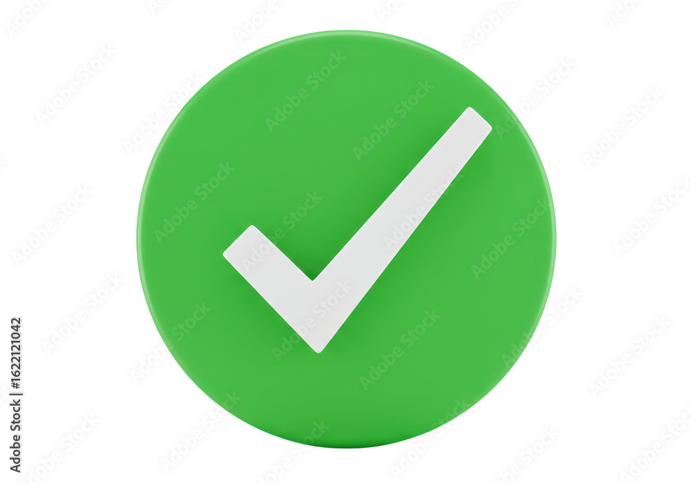 Poster a white checkmark is prominently displayed within a solid green circle symbolizing approval and corr