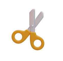 3D Rendered Orange and Silver Scissors