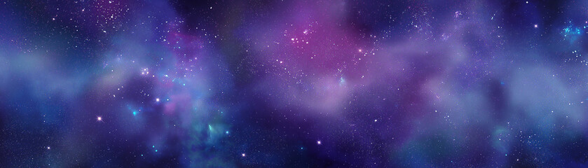 Fototapeta premium Exploring cosmic wonders celestial nebulae in the universe digital art galaxy environment wide-angle view