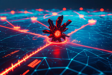Cyber attack malware virus on digital network