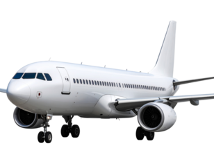 Commercial Airplane in Flight, Side View with Extended Wings, Transparent Background PNG (2)