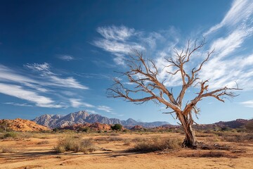 Fototapeta premium Withered tree in a stunning arid landscape