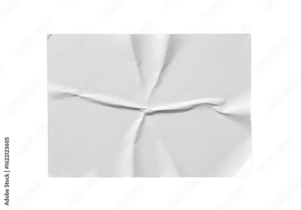 Poster a closeup view of a white sheet of paper that has been heavily crumpled and creased creating an abst