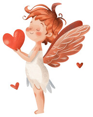 Obraz premium PNG Cupid illustration angel heart background.