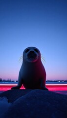 Seal in neon twilight