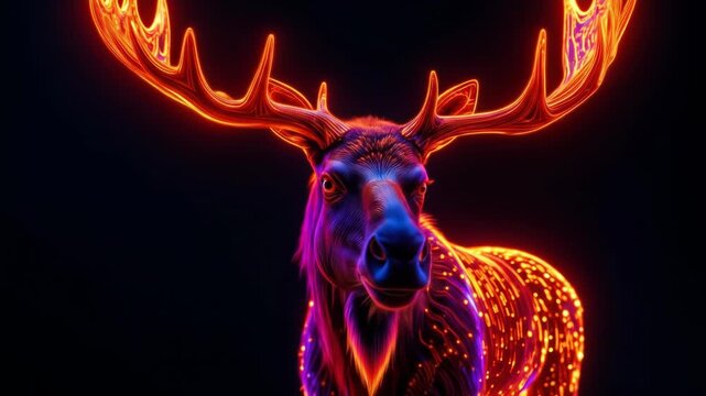 Moose portrait vivid colors artistic style