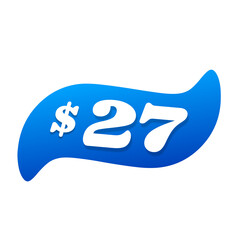 $27 only png, blue colour price tag, square shape badge, clean display sticker