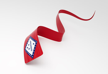 3D Wavy ribbon in Arkansas flag colors, flowing with national pride and elegance. 3D Illustration