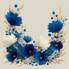 Blue and white floral arrangement, corner design