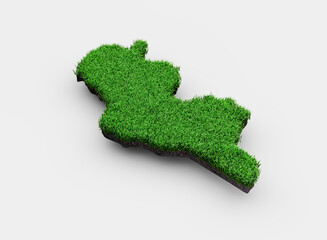 Tunisia Map soil land geology cross section with green grass and Rock ground texture 3d illustration