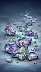 Shattered glass fragments