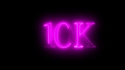 neon 10k Follower neon Text And Firework Animation Subscribers, 10k Subscription  - Powered by Adobe