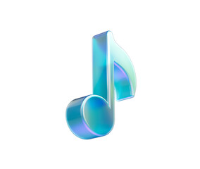 A stylized blue musical note icon with a gradient finish, representing music and sound.3D Illustration