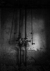 grunge wall with old metal pipes