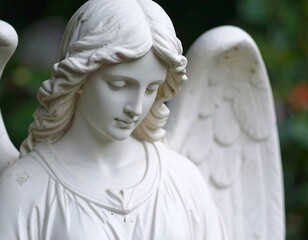 Close-up of a serene angel statue