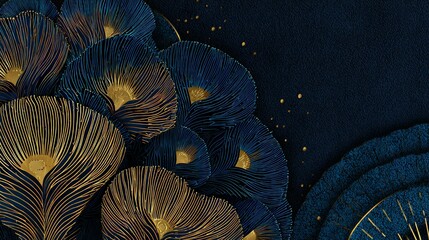 Abstract Blue And Gold Design On Dark Background