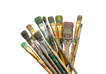 Obraz premium Paintbrushes: A Collection of Used Art Supplies for Creative Projects