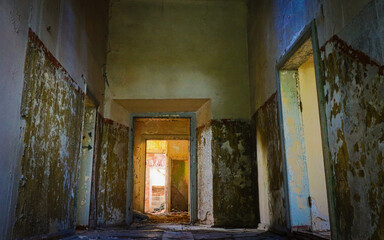 abandoned room in light