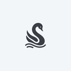 Swan logo in elegant and simple minimalist silhouette design.