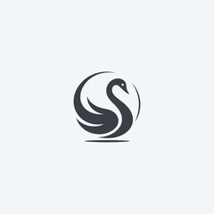 Fototapeta premium Swan logo in elegant and simple minimalist silhouette design.
