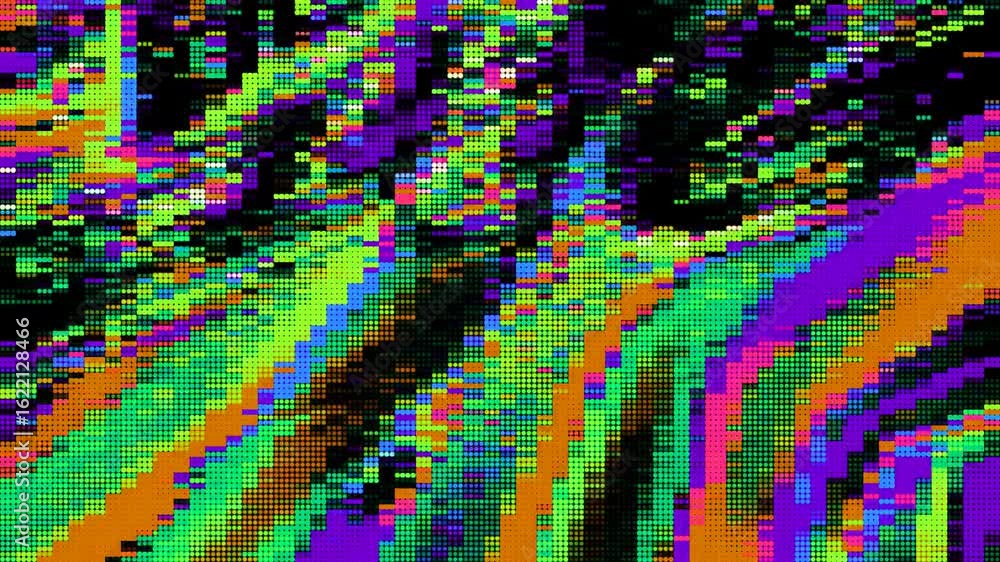 Poster 4k pixel glitch effect with acid colors abstract digital distortion loop animation