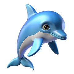 Realistic 3D Illustration of a Vibrant Dolphin Isolated on Transparent Background in PNG Format