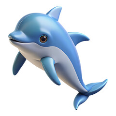 Realistic 3D Illustration of a Vibrant Dolphin Isolated on Transparent Background in PNG Format