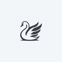 Obraz premium Swan logo in elegant and simple minimalist silhouette design.