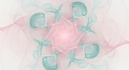 Obraz premium Pastel Pink and Mint Green Abstract Fractal Art: Serene Digital Artwork for Modern Design Projects