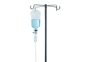 Medical IV Drip Stand with Fluid Bag: Clinical Healthcare Equipment