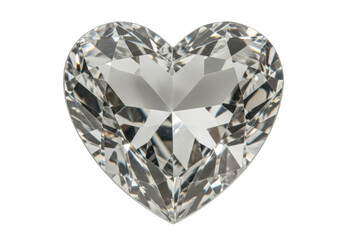 Fototapeta premium A perfectly cut heartshaped diamond gemstone with brilliant facets symbolizing love and luxury isolated on transparent background