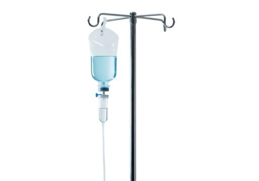 Medical IV Drip Stand with Fluid Bag: Clinical Healthcare Equipment