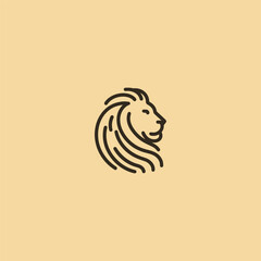 Lion logo in smooth and minimalist line art illustration.