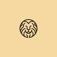 Lion logo in smooth and minimalist line art illustration.